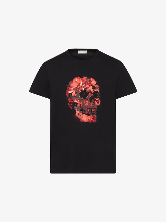 Men TShirts And Sweatshirts Alexander McQueen Wax Flower Skull TShirt Blackred Men TShirts And Sweatshirts Alexander McQueen Wax Flower Skull TShirt Blackred