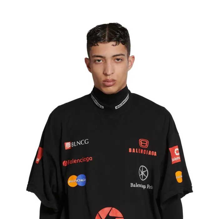 Men Tshirts Balenciaga Top League Tshirt Oversized In Black