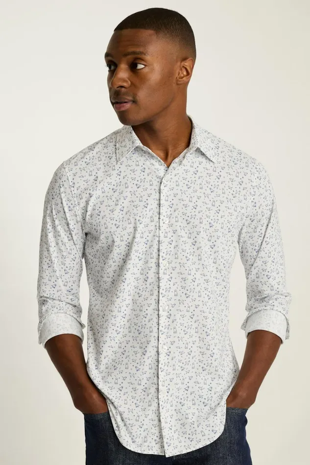 Men Tech Button Down Shirt Good Boy Convention White Bonobos Business Casual Shirts