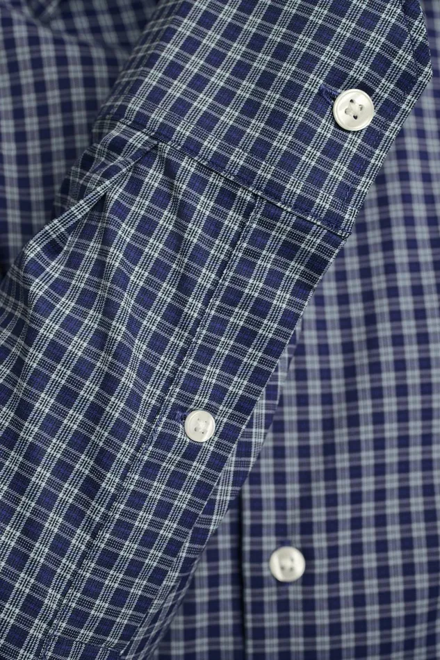 Men Tech Button Down Shirt Navy Blackstone Plaid Bonobos Casual Shirts