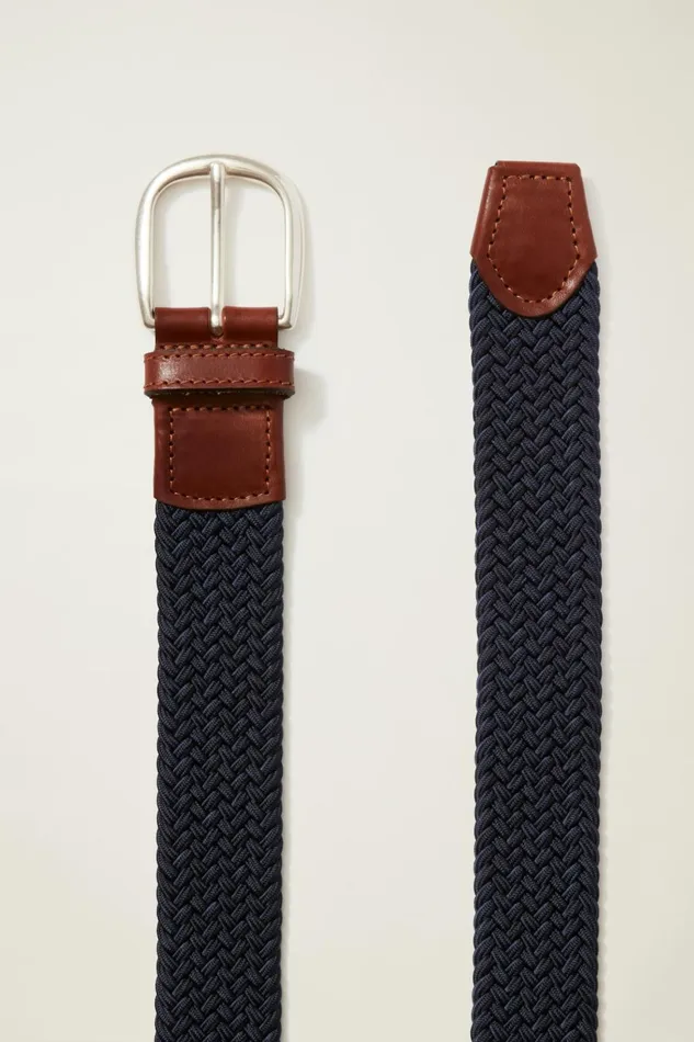 Men The Clubhouse Stretch Belt Extended Sizes Navy With Brown Bonobos Belts