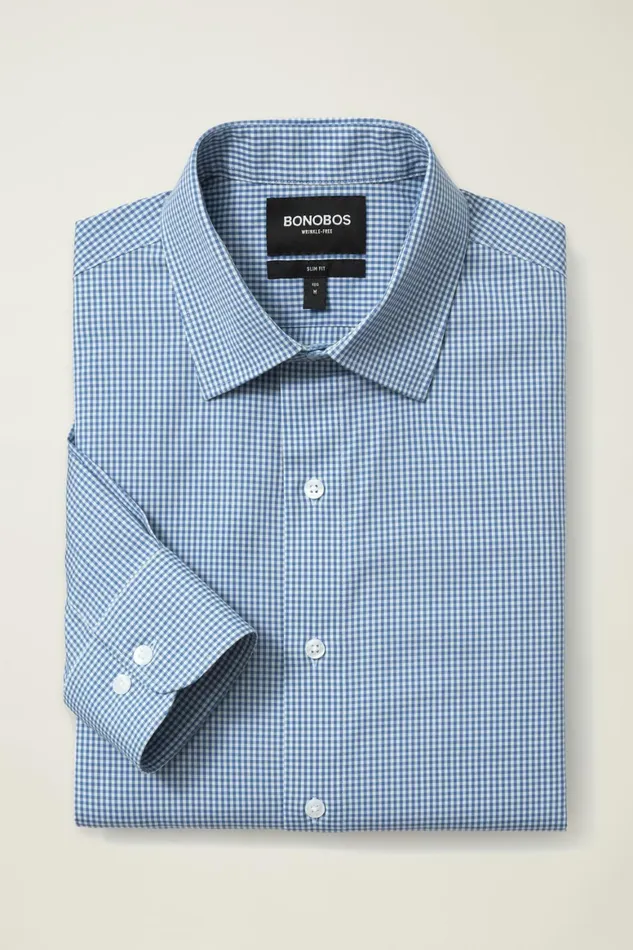 Men The Desk To Dinner Shirt Blue Perrytown Check Bonobos Business Casual Shirts