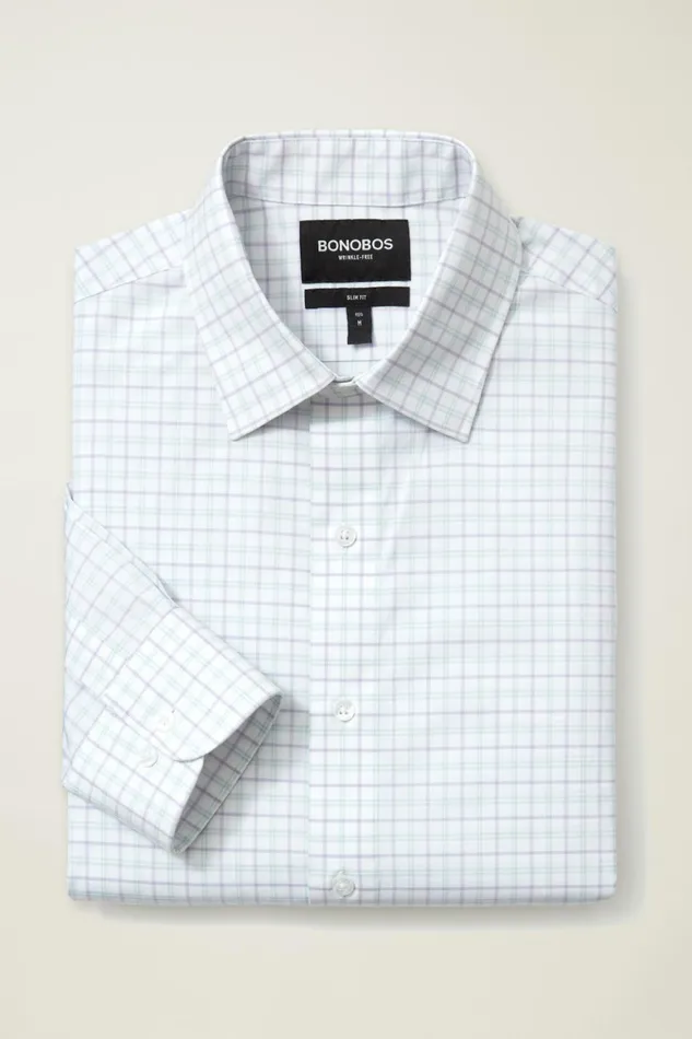 Men The Desk To Dinner Shirt Lilac Blue Plaid Bonobos Business Casual Shirts