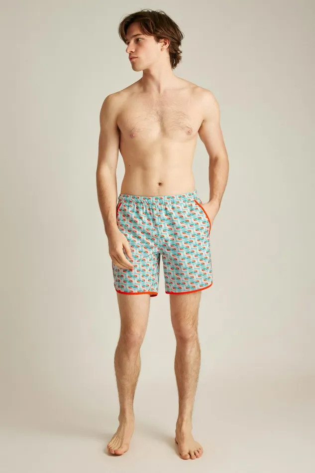 Men Throwback Swim Trunks Aqua Vertical Birdicals Bonobos Swim Trunks