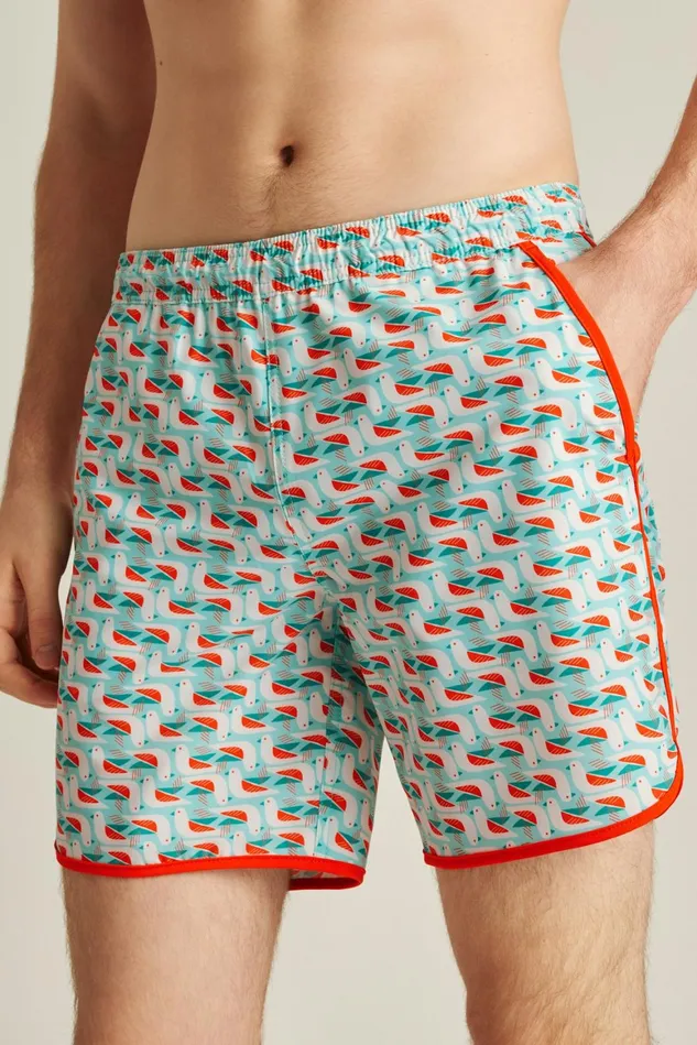 Men Throwback Swim Trunks Aqua Vertical Birdicals Bonobos Swim Trunks