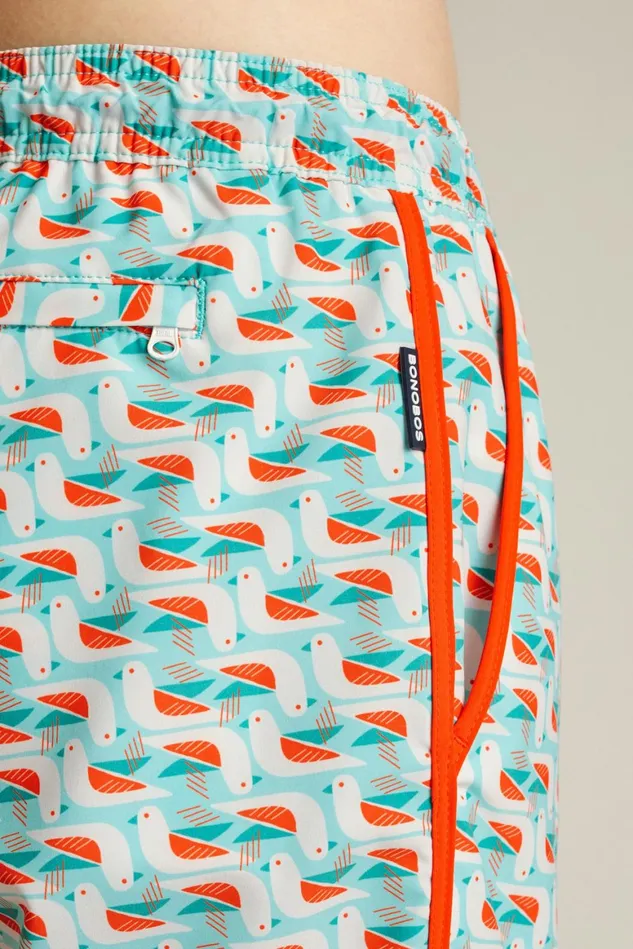 Men Throwback Swim Trunks Aqua Vertical Birdicals Bonobos Swim Trunks
