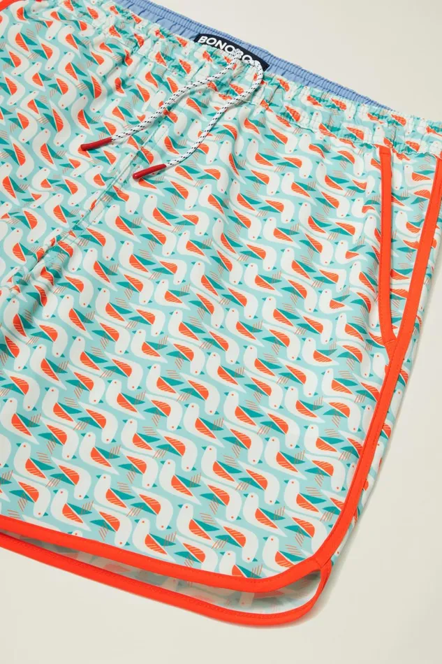 Men Throwback Swim Trunks Aqua Vertical Birdicals Bonobos Swim Trunks