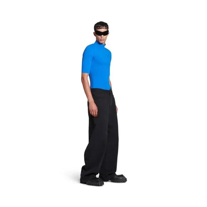 Men Tops and Shirts Balenciaga 3b Sports Icon Fitted Long Sleeve Turtleneck In Bluewhite