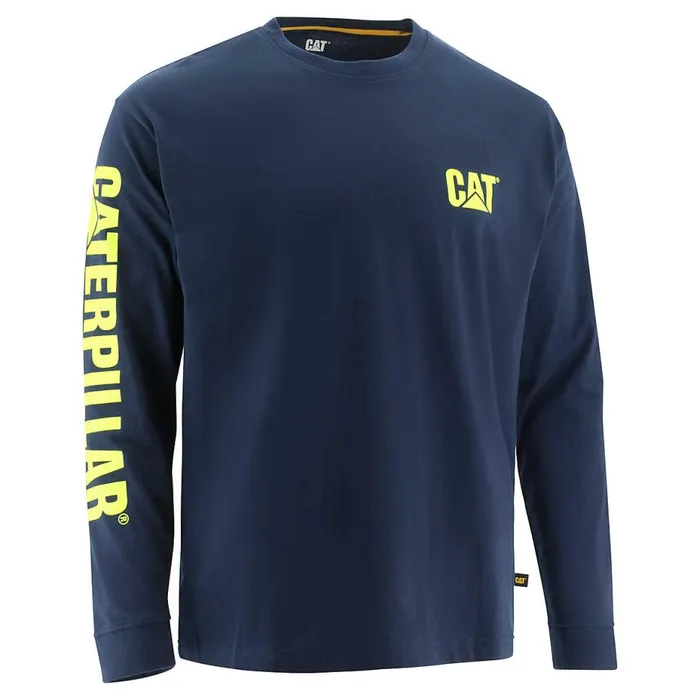 Men Trademark Banner Long Sleeve Tee Cat Footwear Tops and Outerwear