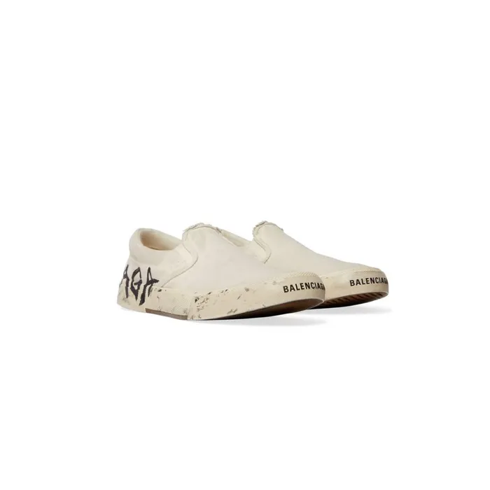 Men Trainers Balenciaga Paris Slip On Graffiti Trainers In White