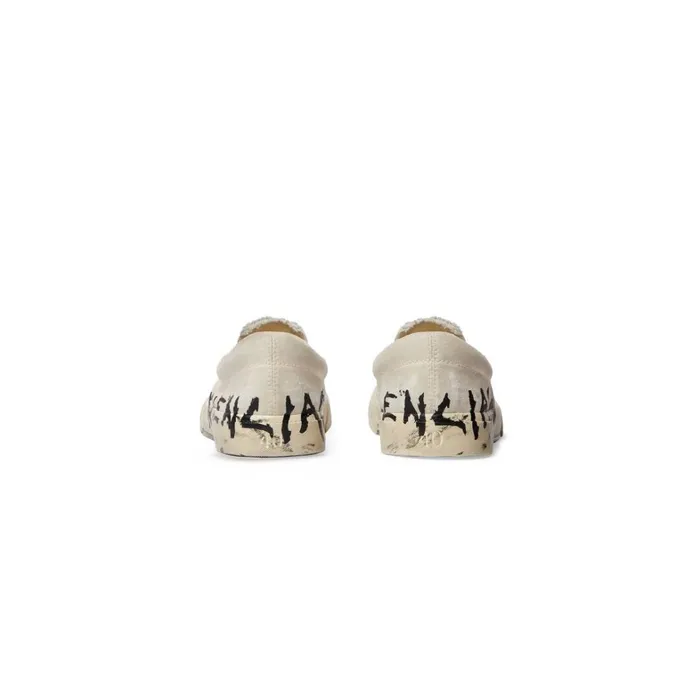 Men Trainers Balenciaga Paris Slip On Graffiti Trainers In White