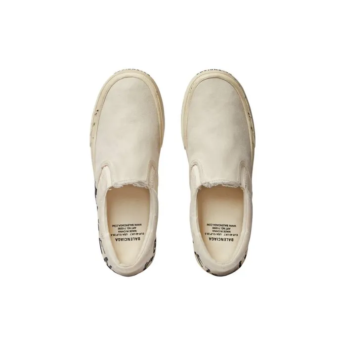 Men Trainers Balenciaga Paris Slip On Graffiti Trainers In White
