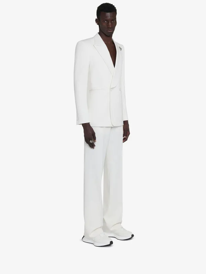 Men Trousers Alexander McQueen Wide Leg Trousers Soft White