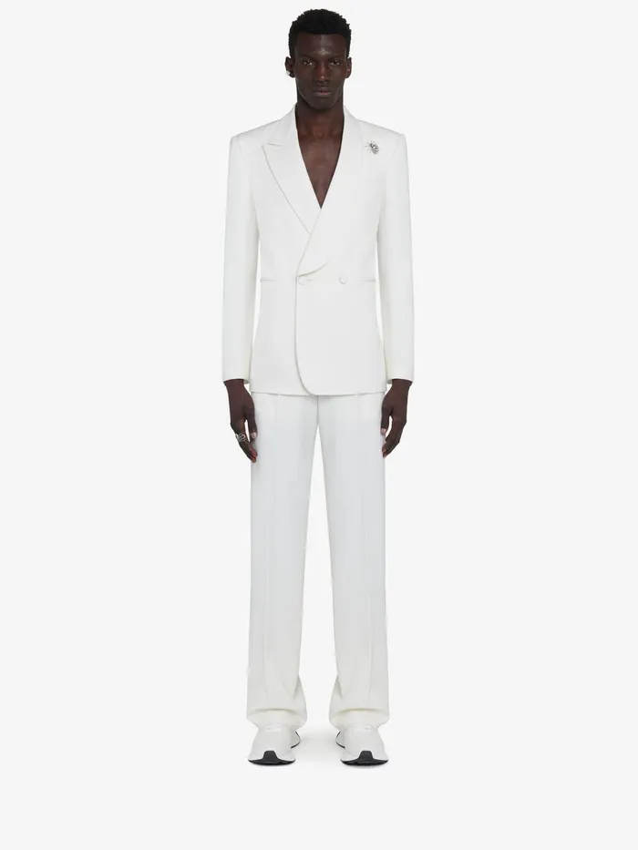 Men Trousers Alexander McQueen Wide Leg Trousers Soft White