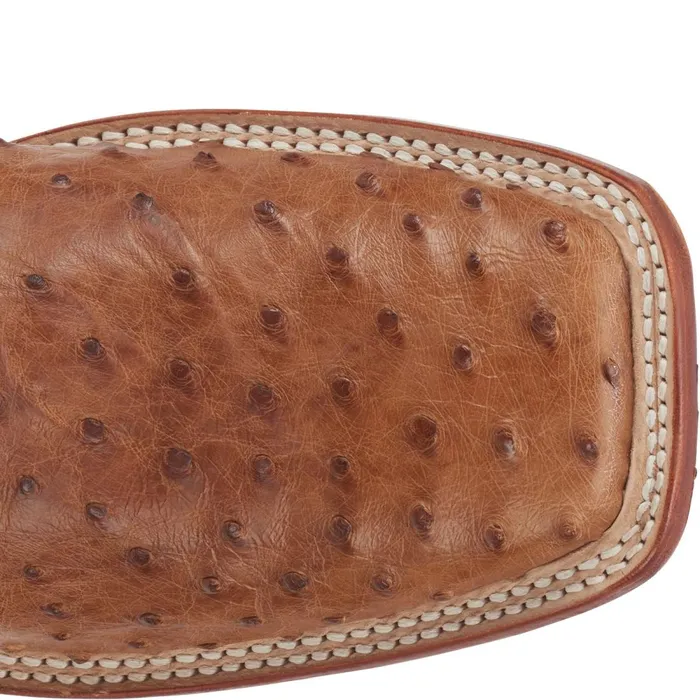 MEN Truman 11034 Full Quill Ostrich Cognac Justin Boots Western