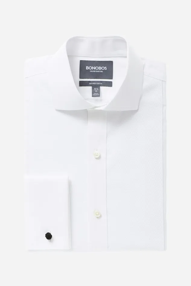 Men Tuxedo Shirt White Pique Bib Bonobos Formal Dress Shirts