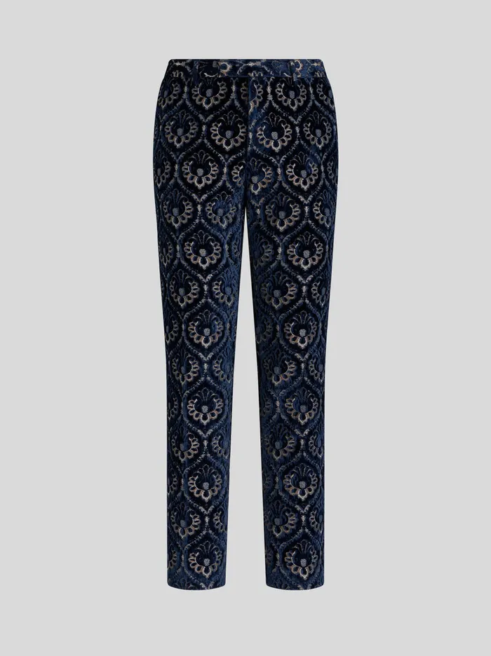 Men Velvet Jacquard SlimFit Trousers Etro Trousers