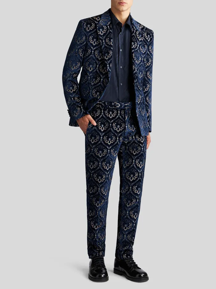 Men Velvet Jacquard SlimFit Trousers Etro Trousers