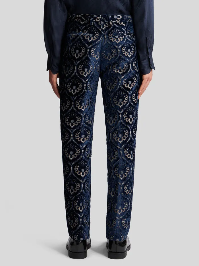 Men Velvet Jacquard SlimFit Trousers Etro Trousers
