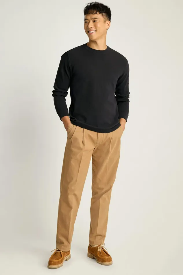 Men Waffle Crew Black Bonobos Long Sleeve Tees