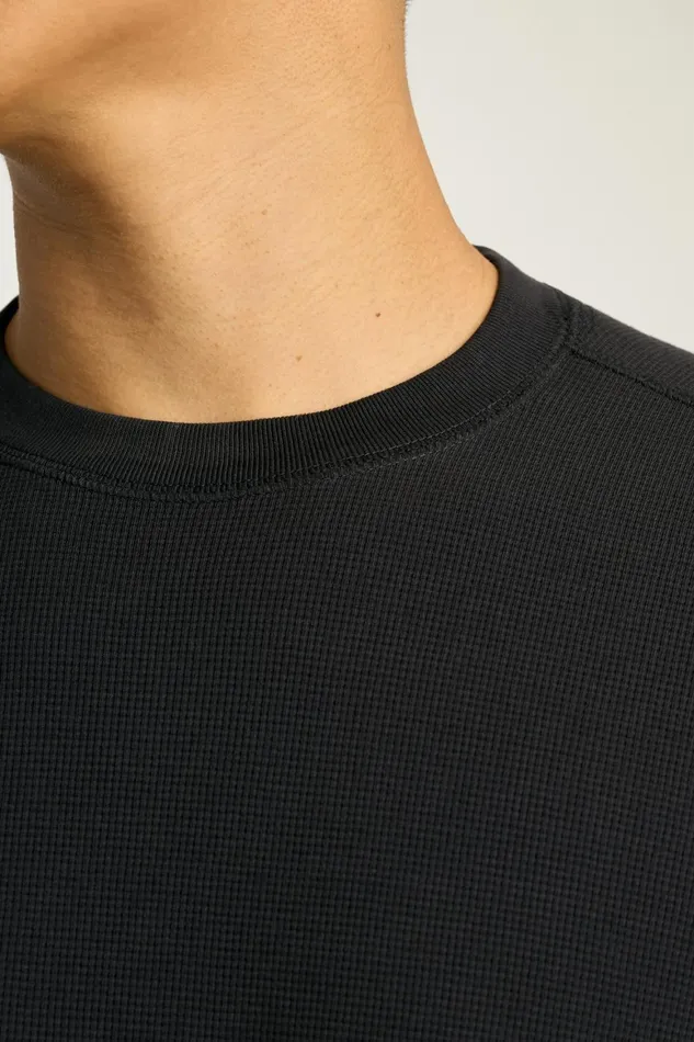 Men Waffle Crew Black Bonobos Long Sleeve Tees