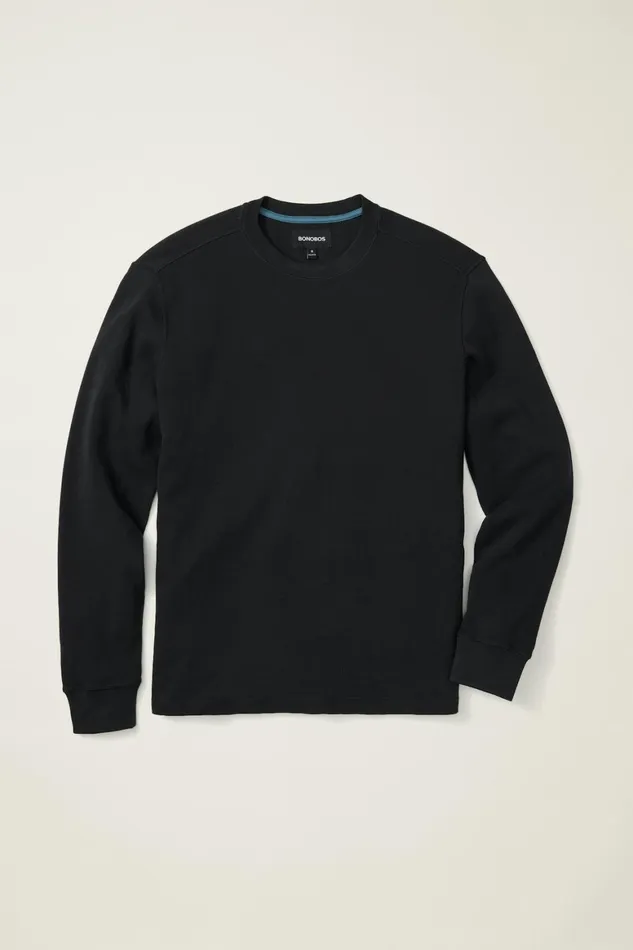 Men Waffle Crew Black Bonobos Long Sleeve Tees