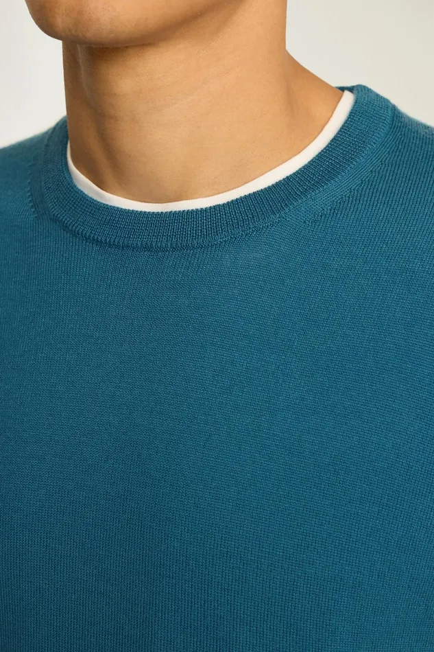 Men Washable Merino Crew Neck Sweater Mid Blue Bonobos Crew and VNeck Sweaters