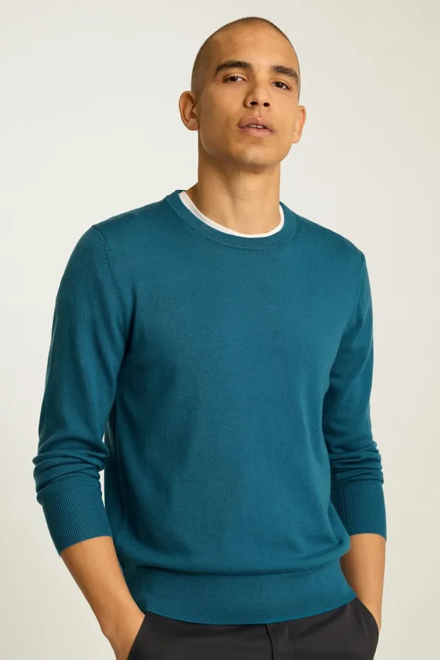 Men Washable Merino Crew Neck Sweater Mid Blue Bonobos Crew and VNeck Sweaters