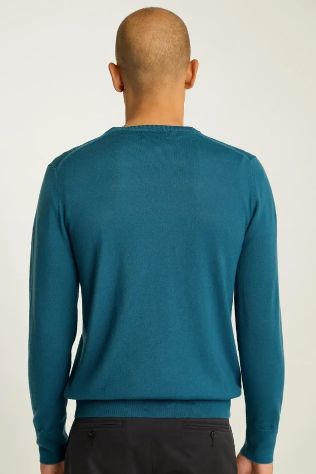 Men Washable Merino Crew Neck Sweater Mid Blue Bonobos Crew and VNeck Sweaters