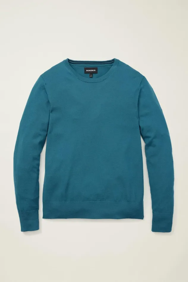 Men Washable Merino Crew Neck Sweater Mid Blue Bonobos Crew and VNeck Sweaters