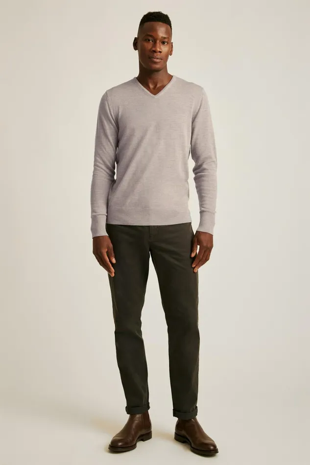 Men Washable Merino VNeck Sweater Heather Oat Bonobos Crew and VNeck Sweaters