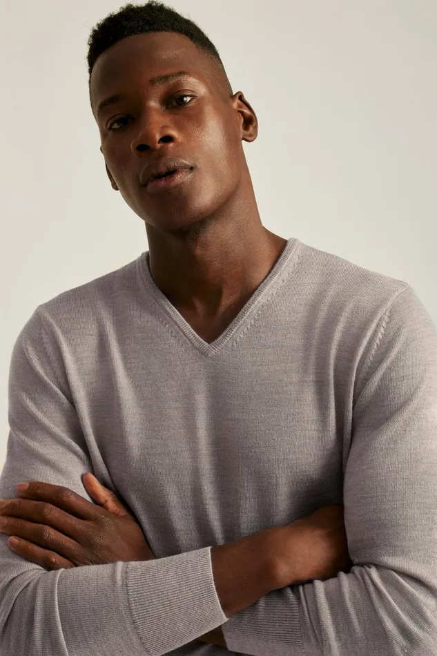 Men Washable Merino VNeck Sweater Heather Oat Bonobos Crew and VNeck Sweaters