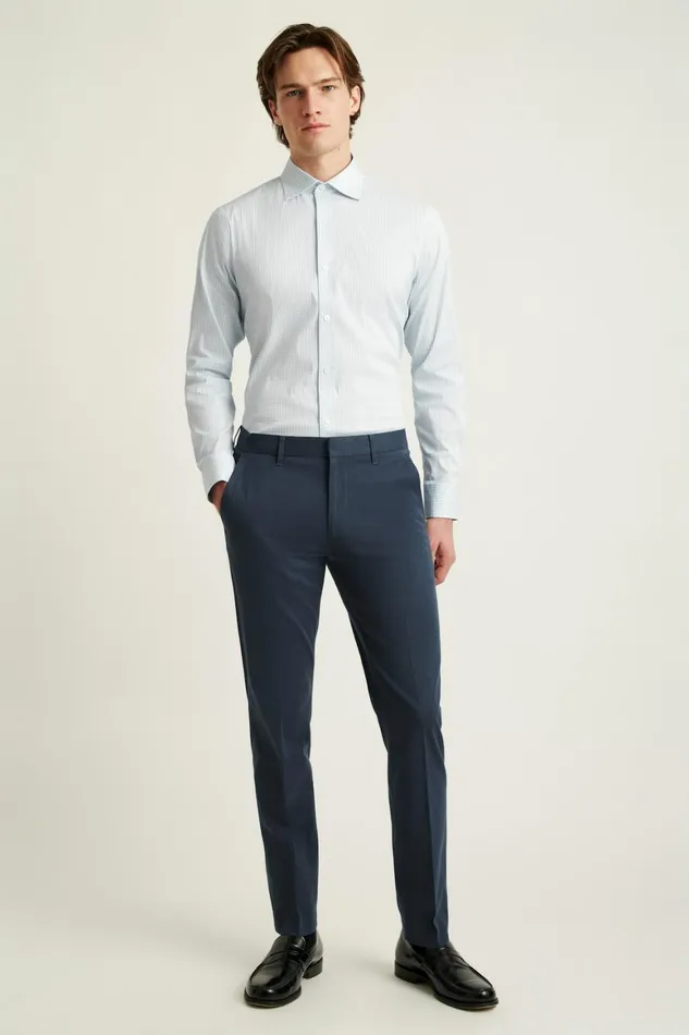 Men Weekday Warrior Dress Pants Monday Navy Micro Dobby Bonobos Dress Pants