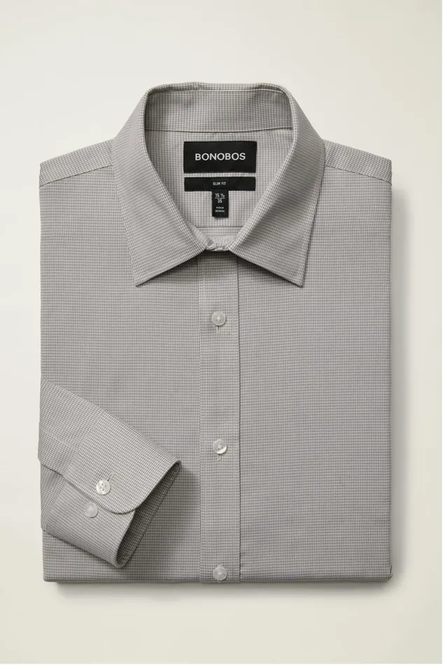 Men Weekday Warrior Dress Shirt Gray Micro Houndstooth Bonobos Business Casual Shirts