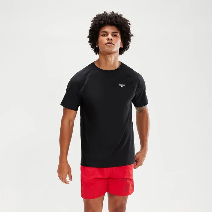 Men Wetsuits and Trisuits Speedo Men039s Essential Short Sleeve Swim Top Black Men Wetsuits and Trisuits Speedo Men039s Essential Short Sleeve Swim Top Black
