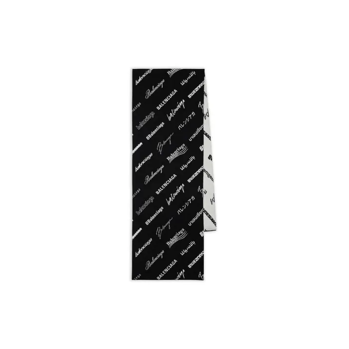 MenWomen Scarves and Caps Balenciaga Logomania All Over Scarf In Black