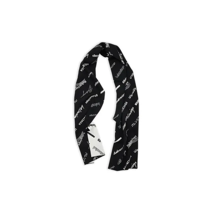 MenWomen Scarves and Caps Balenciaga Logomania All Over Scarf In Black