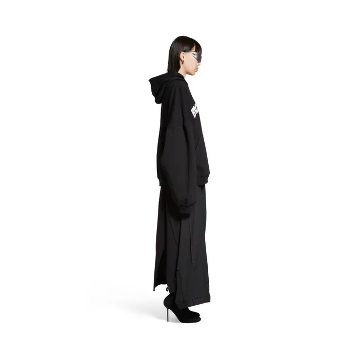 MenWomen Sweatshirts and Hoodies Balenciaga Back Flip Round Hoodie Oversized In Blackwhite