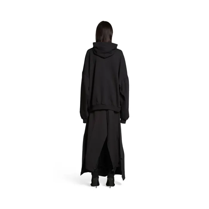 MenWomen Sweatshirts and Hoodies Balenciaga Back Flip Round Hoodie Oversized In Blackwhite