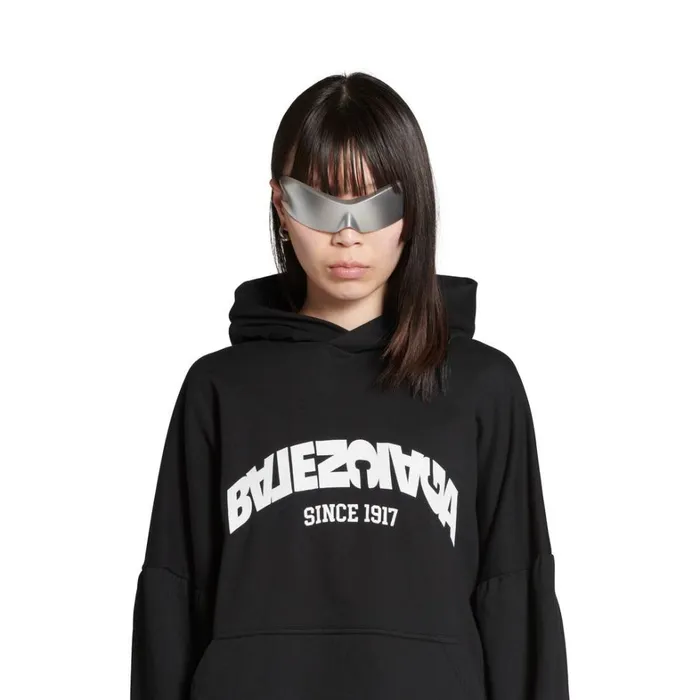 MenWomen Sweatshirts and Hoodies Balenciaga Back Flip Round Hoodie Oversized In Blackwhite