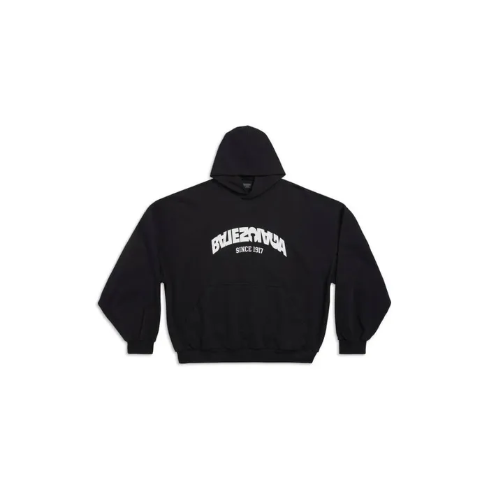 MenWomen Sweatshirts and Hoodies Balenciaga Back Flip Round Hoodie Oversized In Blackwhite