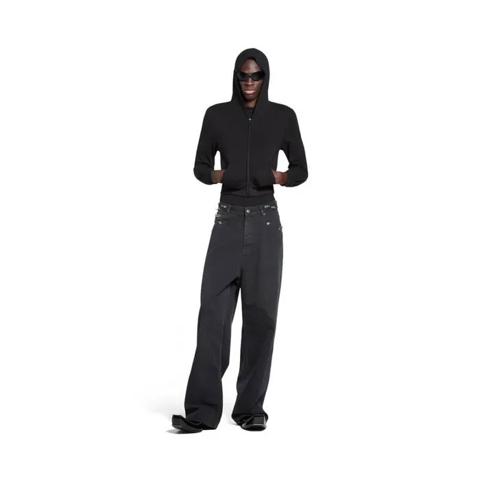 MenWomen Trousers Balenciaga Pierced Baggy Trousers In Black