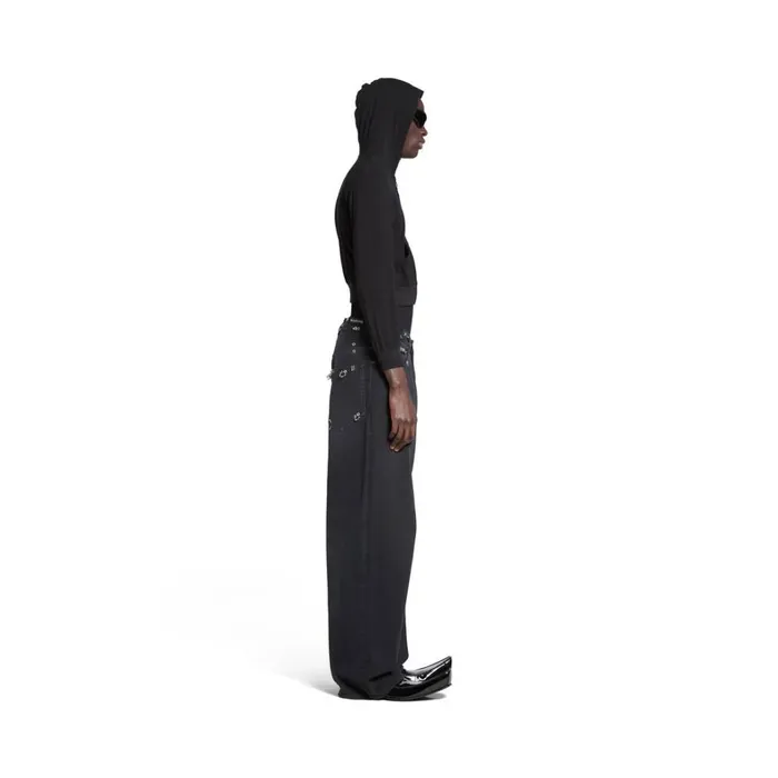 MenWomen Trousers Balenciaga Pierced Baggy Trousers In Black
