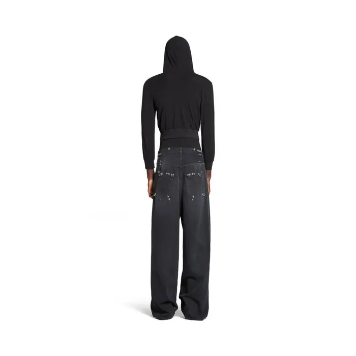 MenWomen Trousers Balenciaga Pierced Baggy Trousers In Black