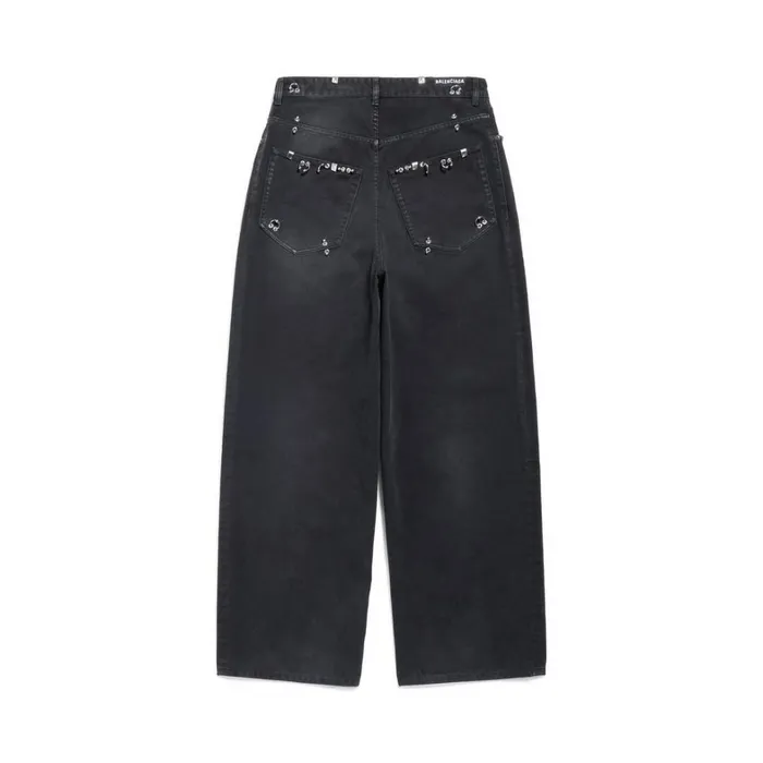 MenWomen Trousers Balenciaga Pierced Baggy Trousers In Black