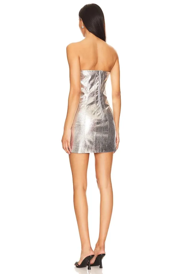 Mercury Faux Leather Mini Dress Silver Women Lovers and Friends Leather