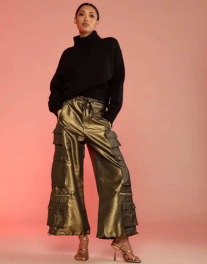 Metallic Cargo Pants 8211 Blkgld Women Cynthia Rowley Bottoms