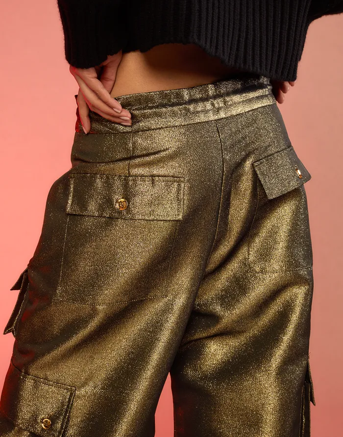 Metallic Cargo Pants 8211 Blkgld Women Cynthia Rowley Bottoms