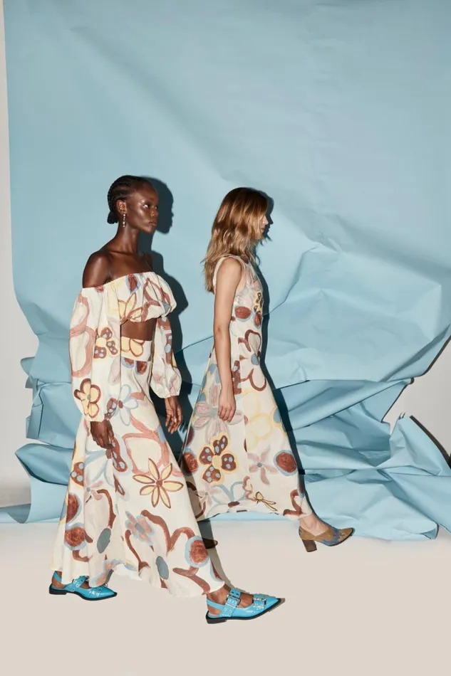 MidiMaxi Dresses Women VRG GRL Art Of Bloom Linen Bias Cut Maxi Dress Flower MidiMaxi Dresses Women VRG GRL Art Of Bloom Linen Bias Cut Maxi Dress Flower