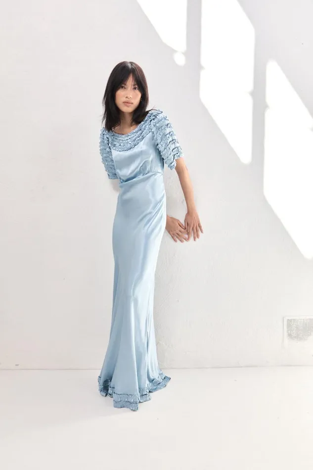 MidiMaxi Dresses Women VRG GRL Freja Satin Maxi Dress Sky MidiMaxi Dresses Women VRG GRL Freja Satin Maxi Dress Sky